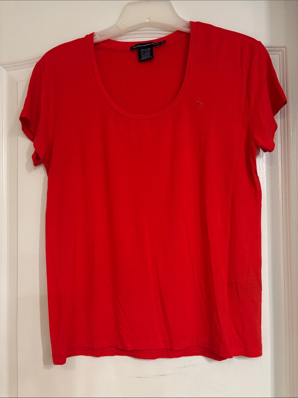 Ralph Lauren Red Scoop Neck Short Sleeve Tee